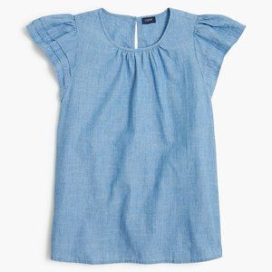 J. Crew NWT Chambray Flutter-sleeve Top sz M